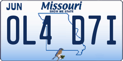 MO license plate OL4D7I
