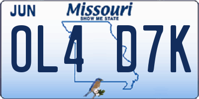 MO license plate OL4D7K