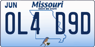 MO license plate OL4D9D