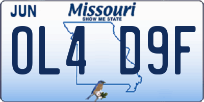 MO license plate OL4D9F