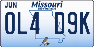 MO license plate OL4D9K