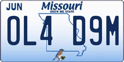 MO license plate OL4D9M
