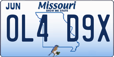 MO license plate OL4D9X