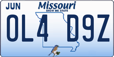 MO license plate OL4D9Z