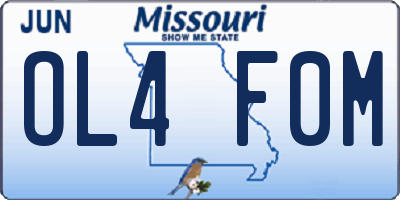MO license plate OL4F0M