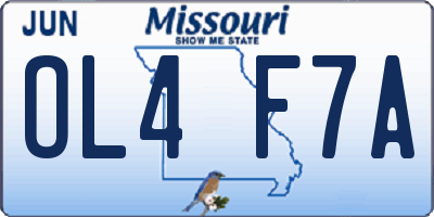 MO license plate OL4F7A