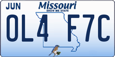 MO license plate OL4F7C