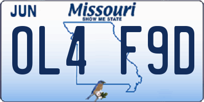 MO license plate OL4F9D