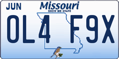 MO license plate OL4F9X