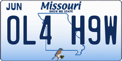 MO license plate OL4H9W