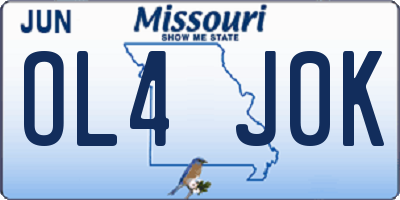 MO license plate OL4J0K