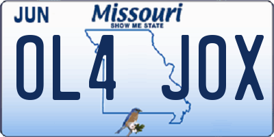 MO license plate OL4J0X