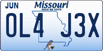 MO license plate OL4J3X