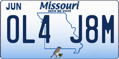 MO license plate OL4J8M