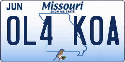 MO license plate OL4K0A