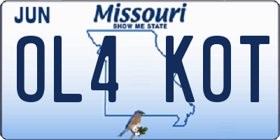 MO license plate OL4K0T