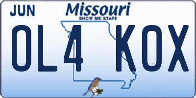 MO license plate OL4K0X