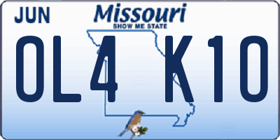 MO license plate OL4K1O