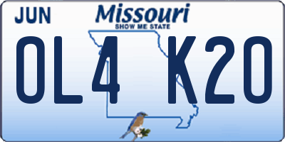 MO license plate OL4K2O