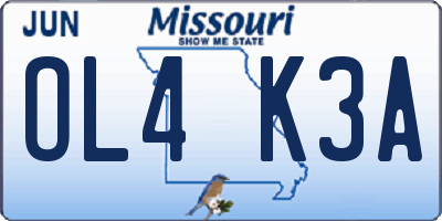 MO license plate OL4K3A
