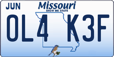 MO license plate OL4K3F
