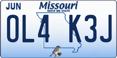 MO license plate OL4K3J