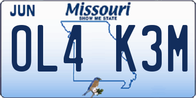 MO license plate OL4K3M