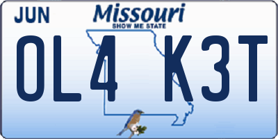 MO license plate OL4K3T
