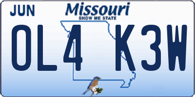 MO license plate OL4K3W