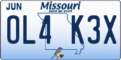 MO license plate OL4K3X