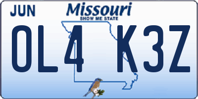 MO license plate OL4K3Z