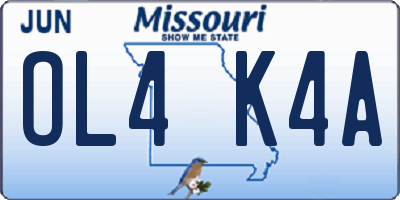 MO license plate OL4K4A
