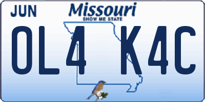 MO license plate OL4K4C