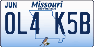 MO license plate OL4K5B