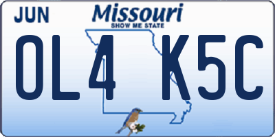 MO license plate OL4K5C