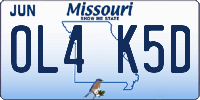 MO license plate OL4K5D