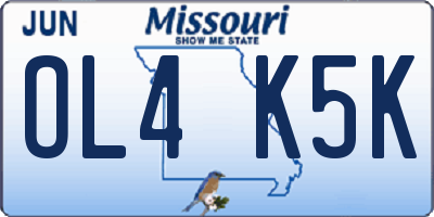 MO license plate OL4K5K