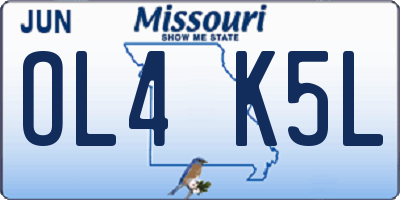 MO license plate OL4K5L