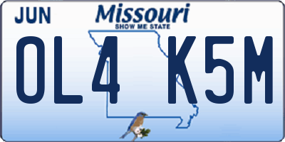 MO license plate OL4K5M