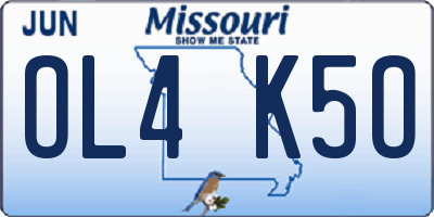 MO license plate OL4K5O