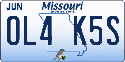 MO license plate OL4K5S