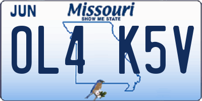 MO license plate OL4K5V