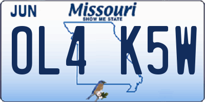 MO license plate OL4K5W