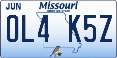 MO license plate OL4K5Z