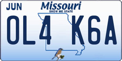 MO license plate OL4K6A