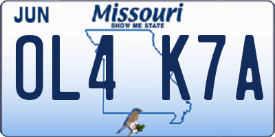 MO license plate OL4K7A