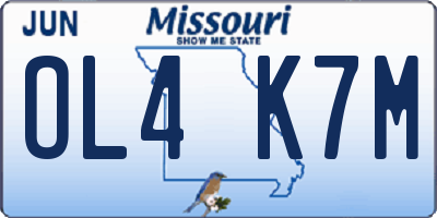 MO license plate OL4K7M