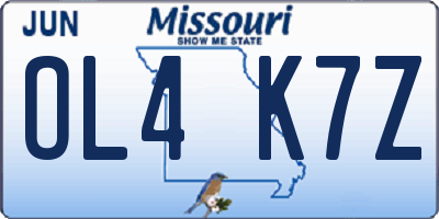 MO license plate OL4K7Z