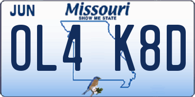 MO license plate OL4K8D