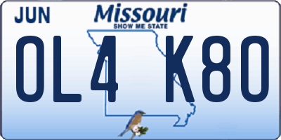 MO license plate OL4K8O